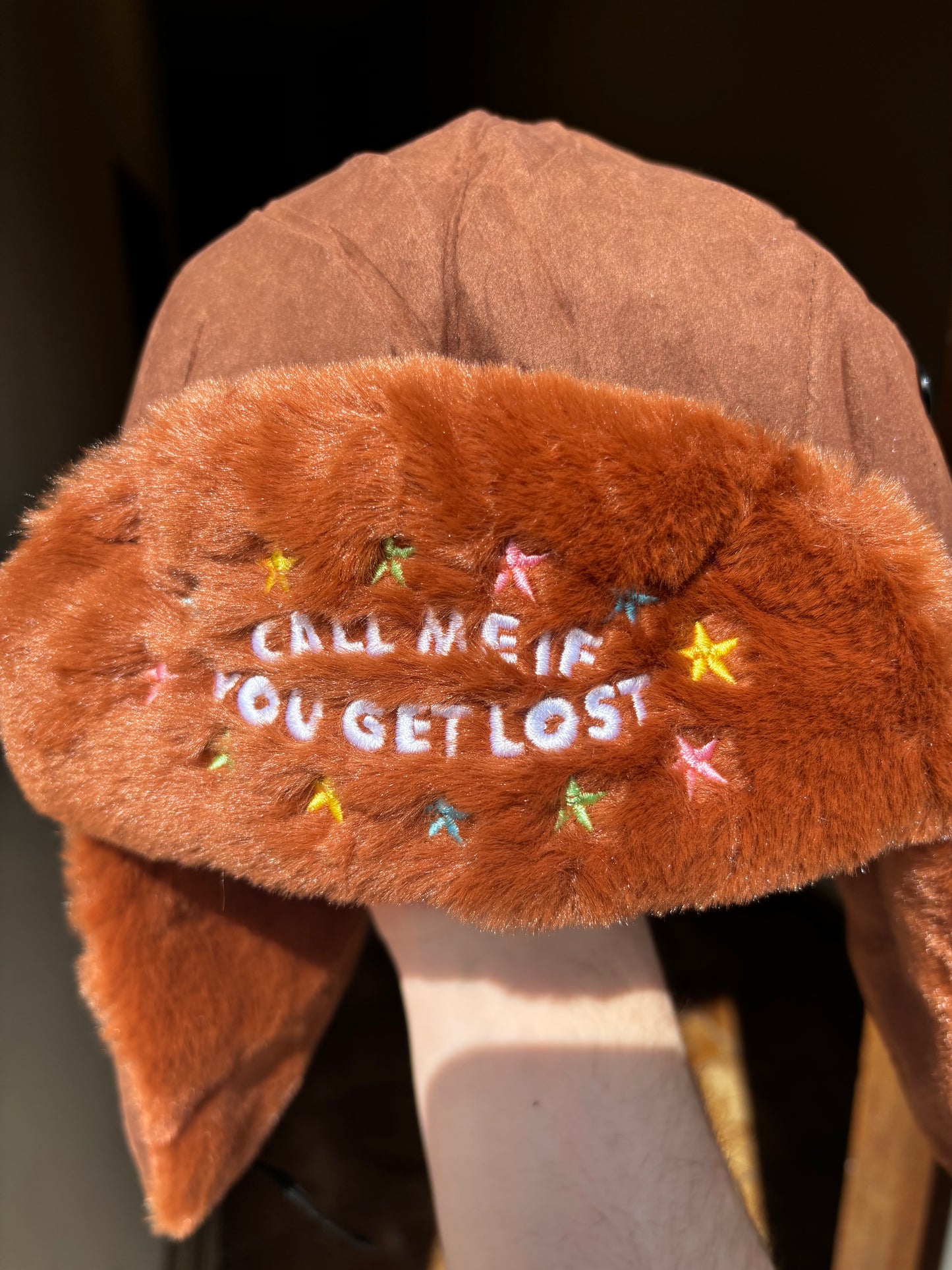 "CMIYGL" BROWN w/ STARS EMBROIDERED USHANKA HAT