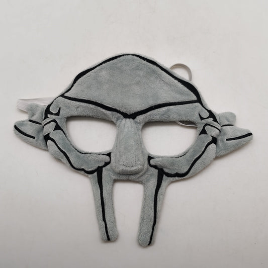 Gray mask with black accents on a white background
