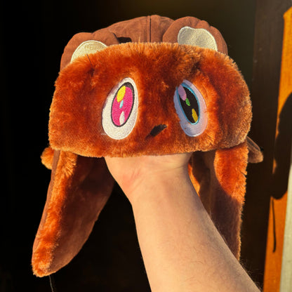 "GRADSHANKA" BROWN w/ EARS EMBROIDERED USHANKA HAT