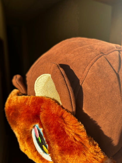 "GRADSHANKA" BROWN w/ EARS EMBROIDERED USHANKA HAT