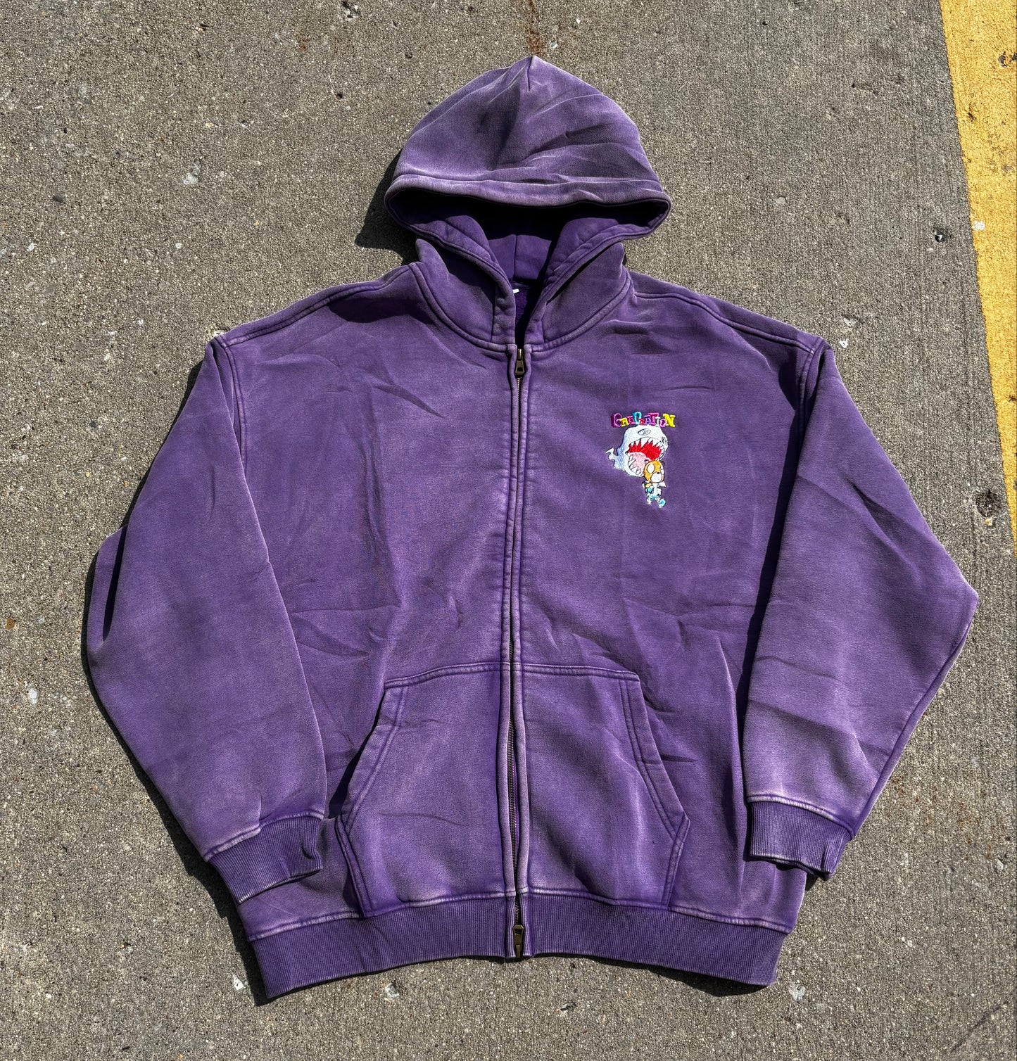 "GRADZIP" 12oz PREMIUM WASHED ZIP UP HOODIE