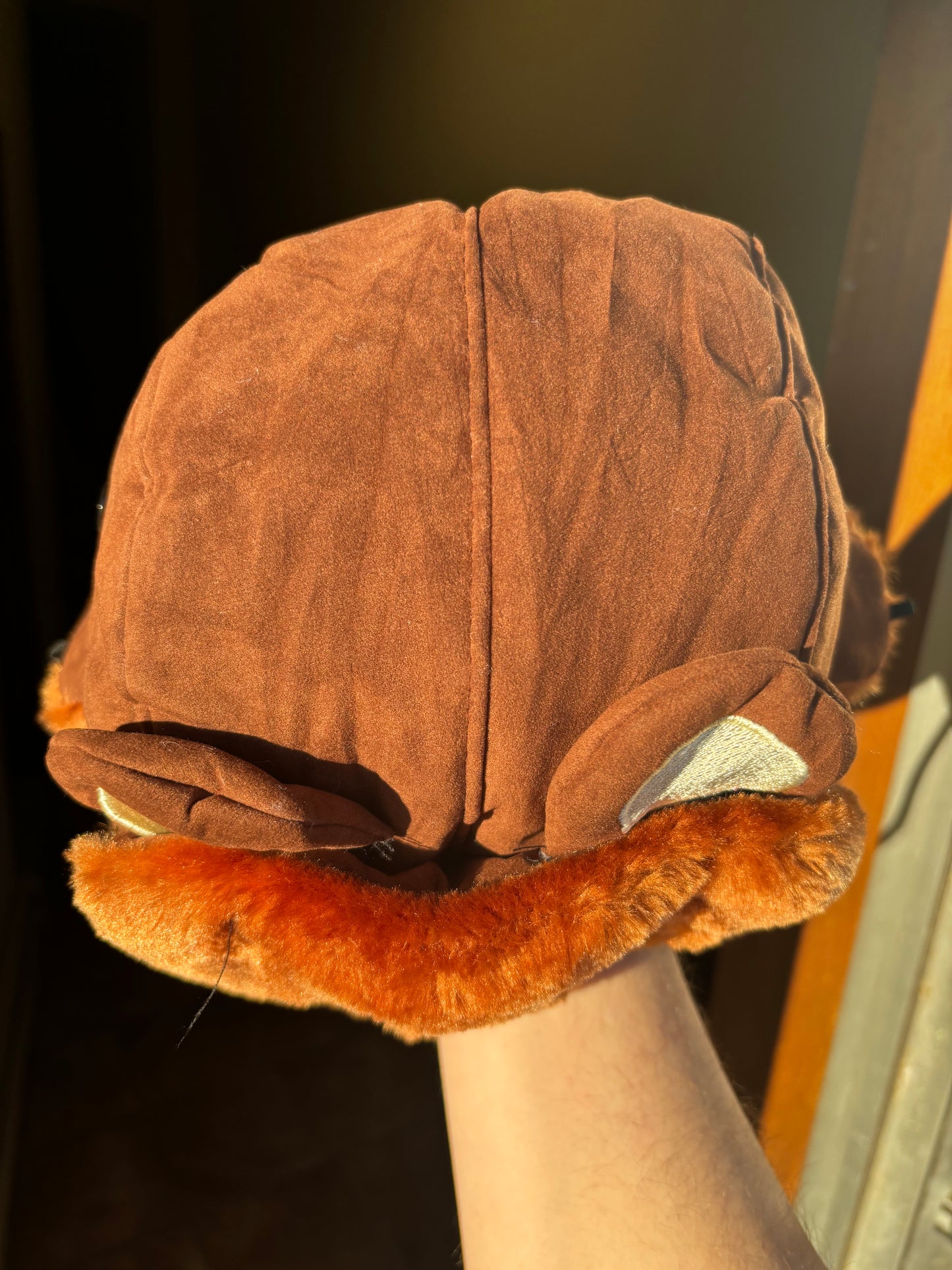 "GRADSHANKA" BROWN w/ EARS EMBROIDERED USHANKA HAT