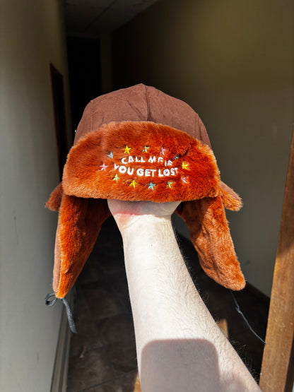 "CMIYGL" BROWN w/ STARS EMBROIDERED USHANKA HAT