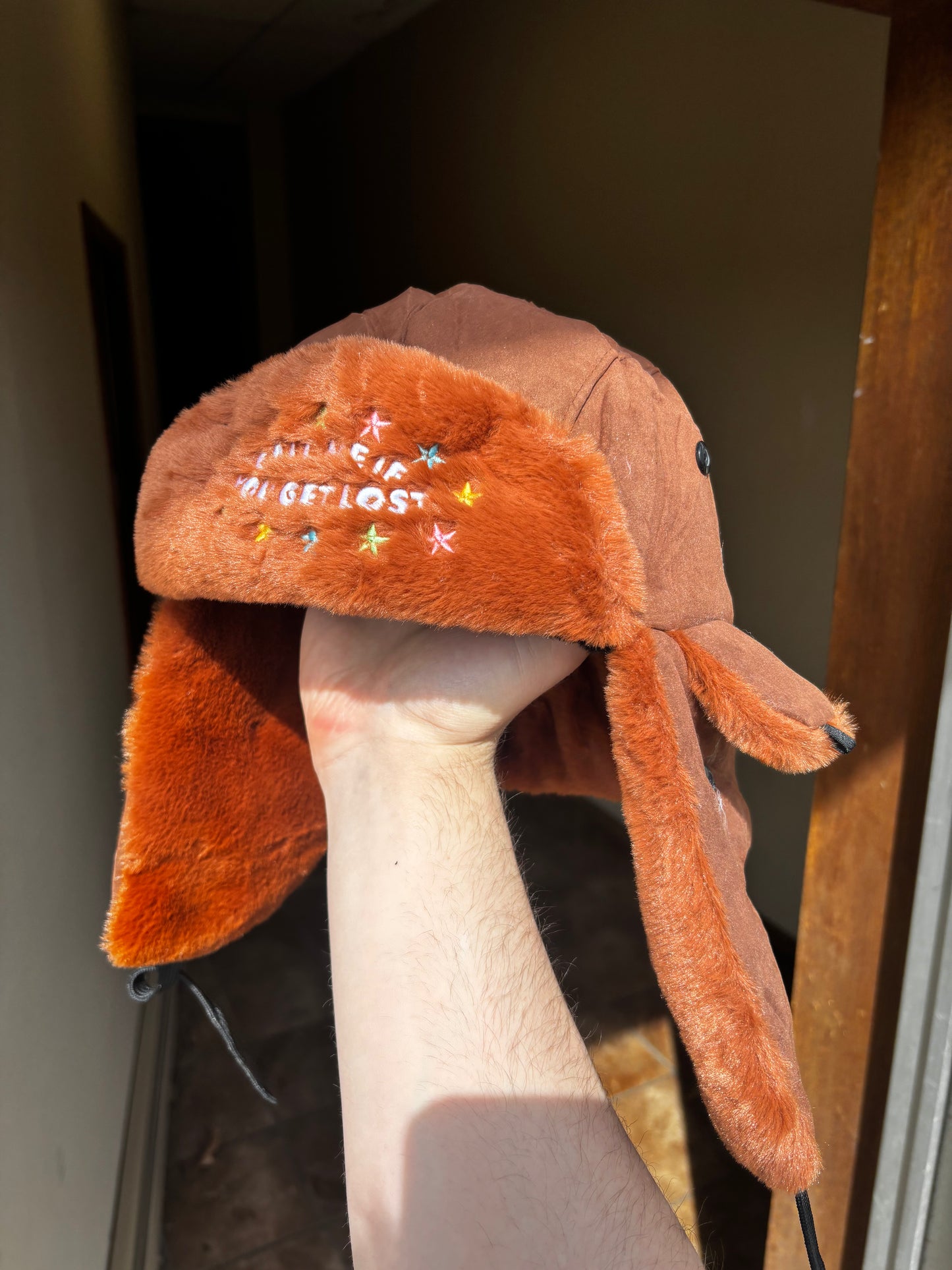"CMIYGL" BROWN w/ STARS EMBROIDERED USHANKA HAT