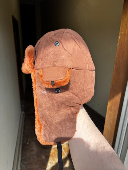 "CMIYGL" BROWN w/ STARS EMBROIDERED USHANKA HAT